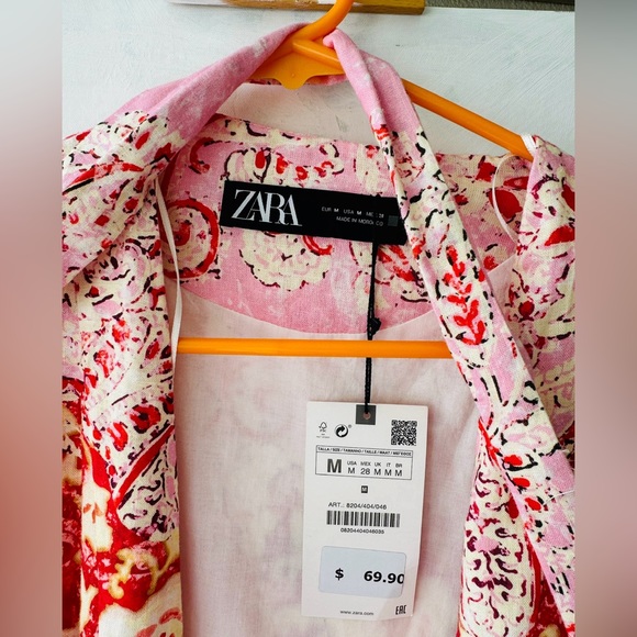 NWT Zara Linen Blend Printed Floral Kimono sz M - Picture 4 of 6